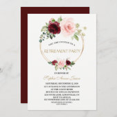 Charm Burgundy Blush Bloemrijke Gouden Pensioenfee Kaart (Voorkant / Achterkant)