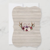 Charm Burgundy Blush Floral Antlers Barn Wedding Kaart (Achterkant)