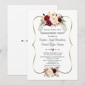 Charm Burgundy Blush Floral Gold Verloving Kaart (Voorkant / Achterkant)