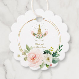 Charm Burgundy Blush Flowers Gold Unicorn Birthday Bedankjes Labels