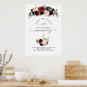 Charm Burgundy Blush Flowers in Loving Memory Sign Poster (Keuken)