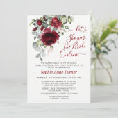 Charm Burgundy Blush Flowers Virtual Vrijgezellenf Kaart (Staand voorkant)