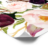 Charm Burgundy Floral Antlers Welkomstbord Poster (Hoek)