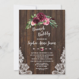 Charm Burgundy Floral Brunch Bubble Vrijgezellenfe Kaart
