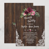 Charm Burgundy Floral Brunch Bubble Vrijgezellenfe Kaart (Voorkant / Achterkant)