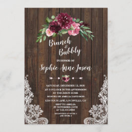 Charm Burgundy Floral Brunch Bubble Vrijgezellenfe Kaart