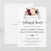 Charm Burgundy Floral Handwriting repesal Dinner Kaart (Voorkant / Achterkant)