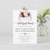 Charm Burgundy Floral Handwriting repesal Dinner Kaart (Staand voorkant)