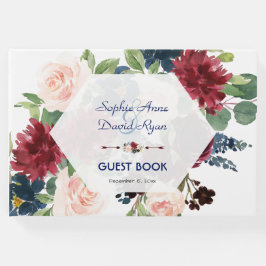 Charm Burgundy Floral Hexagon Lijst Wedding Gastenboek