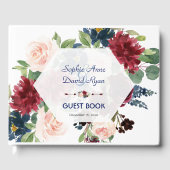 Charm Burgundy Floral Hexagon Lijst Wedding Gastenboek (Voorkant)