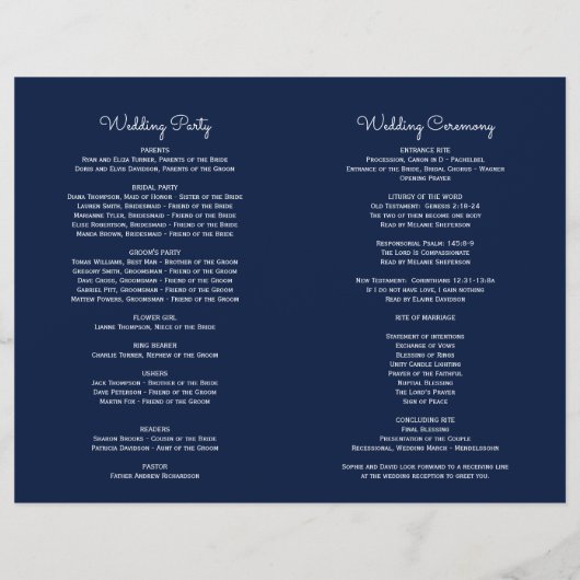 Charm Burgundy Floral Navy Blue Wedding Programme (Achterkant)