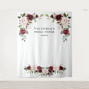 Charm Burgundy Flowers Vrijgezellenfeest Foto Prop Wandkleed