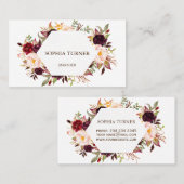 Charm Burgundy Marsala Bloem Geometrisch Visitekaartje (Voorkant / Achterkant)