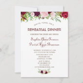 Charm Burgundy Marsala Bloemendineravond Kaart (Voorkant)