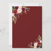 Charm Burgundy Marsala Floral Handwriting Wedding Kaart (Achterkant)