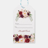 Charm Burgundy Marsala Floral Wedding Cadeaulabel (Achterkant)