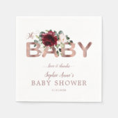 Charm Burgundy Pink Floral Gold Girl Baby shower Servet (Voorkant)