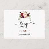 Charm Burgundy Red Marsala Floral Handwriting RSVP (Voorkant)