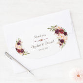 Charm Burgundy Red Marsala Floral Wedding Ovale Sticker (Envelop)