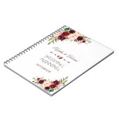 Charm Burgundy Red Marsala Floral Wedding Planner Notitieboek (Linkerzijde)