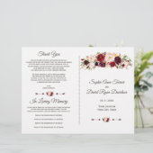 Charm Burgundy Red Marsala Floral Wedding Programm (Staand voorkant)