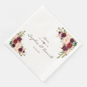 Charm Burgundy Red Marsala Floral Wedding Servet (Hoek)