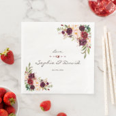 Charm Burgundy Red Marsala Floral Wedding Servet (Insitu)
