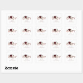 Charm Burgundy Roze Bloem Goud Meisje Baby Shower Vierkante Sticker (Vel)