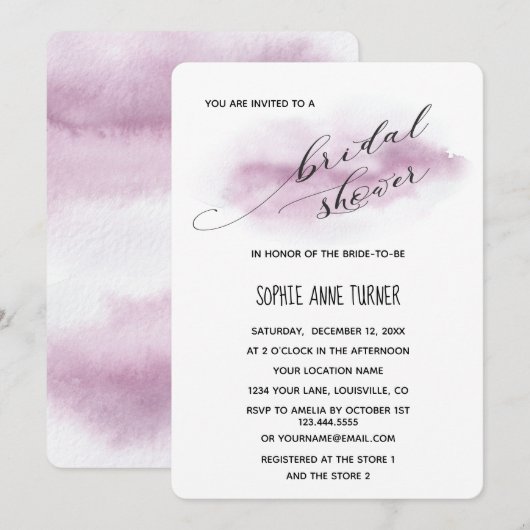 Charm Calligrafie Roze Aquarel Vrijgezellenfeest Kaart (Voorkant / Achterkant)