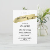 Charm Calligraphy Gold Stroke Rehearsal Dinner Kaart (Staand voorkant)