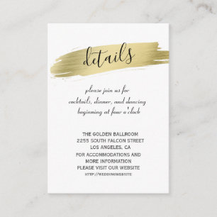 Charm Calligraphy Gold Stroke Wedding Details Informatiekaartje