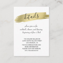 Charm Calligraphy Gold Stroke Wedding Details Informatiekaartje