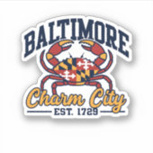 Charm City Baltimore Maryland Crab Flag Design Sticker (Voorkant)