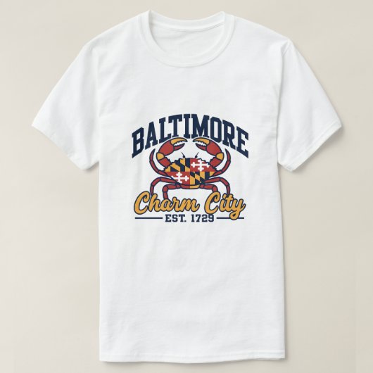 Charm City Baltimore Maryland Crab Flag Design T-shirt (Design voorkant)