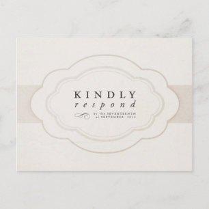  Charm Cream & Ivory Wedding RSVP Uitnodiging Briefkaart