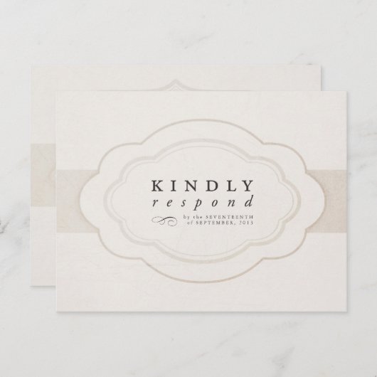  Charm Cream & Ivory Wedding RSVP Uitnodiging Briefkaart (Voorkant / Achterkant)