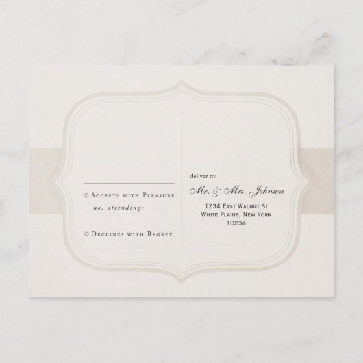  Charm Cream & Ivory Wedding RSVP Uitnodiging Briefkaart (Achterkant)