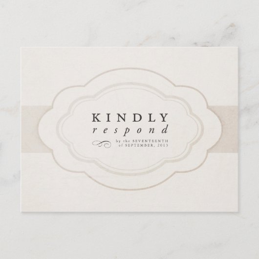  Charm Cream & Ivory Wedding RSVP Uitnodiging Briefkaart (Voorkant)