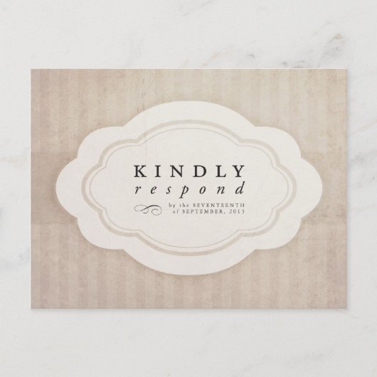 Charm Cream Wedding RSVP Uitnodiging Briefkaart (Voorkant)