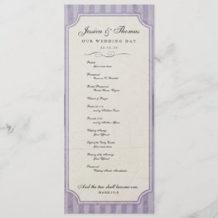  Charm Custom Lila Paars Wedding Program Programmakaart