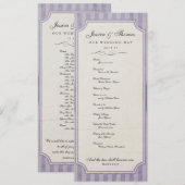 Charm Custom Lila Paars Wedding Program Programmakaart (Voorkant / Achterkant)