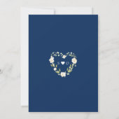 Charm Delicate White Floral Gold Navy Blue Wedding Kaart (Achterkant)