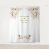 Charm Desert White Roses Pampas Grass Wedding Wandkleed (Voorkant)