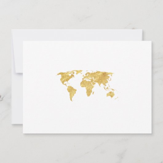 Charm Destination Gold World Map Wedding Save The Date (Achterkant)