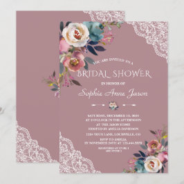 Charm Dusty Blue Dusty Roos Flowers Vrijgezellenfe Kaart