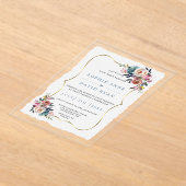 Charm Dusty Blue Misty Rose Flowers Wedding  Acryl Uitnodigingen (Laagn)