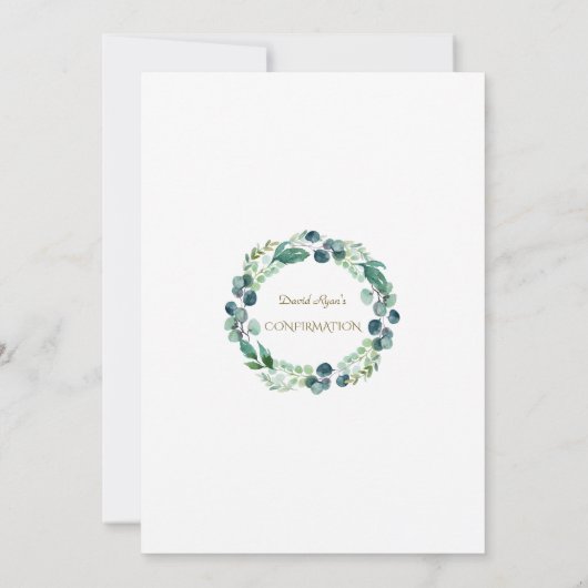 Charm Eucalyptus Foliage Cross Boy Bevestiging Kaart (Achterkant)