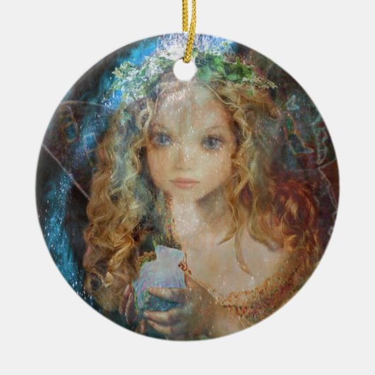 Charm - Fairy Angel met Fairy Dust Blessings Keramisch Ornament (Voorkant)