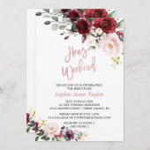 Charm Floral Roos Gold Bachelorette Weekend Party Kaart (Voorkant / Achterkant)