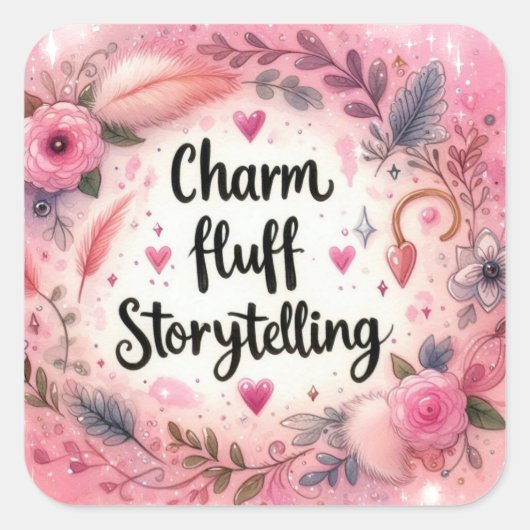 Charm Fluff Storytelling Schrijvers Pink Sparkle Vierkante Sticker (Voorkant)